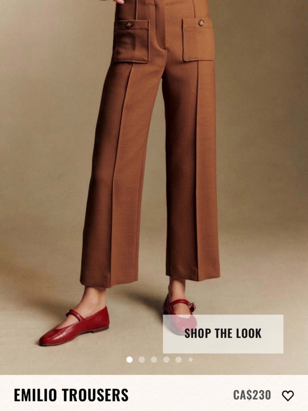 Sezane Emilio Wide-Leg Trousers in Peanut